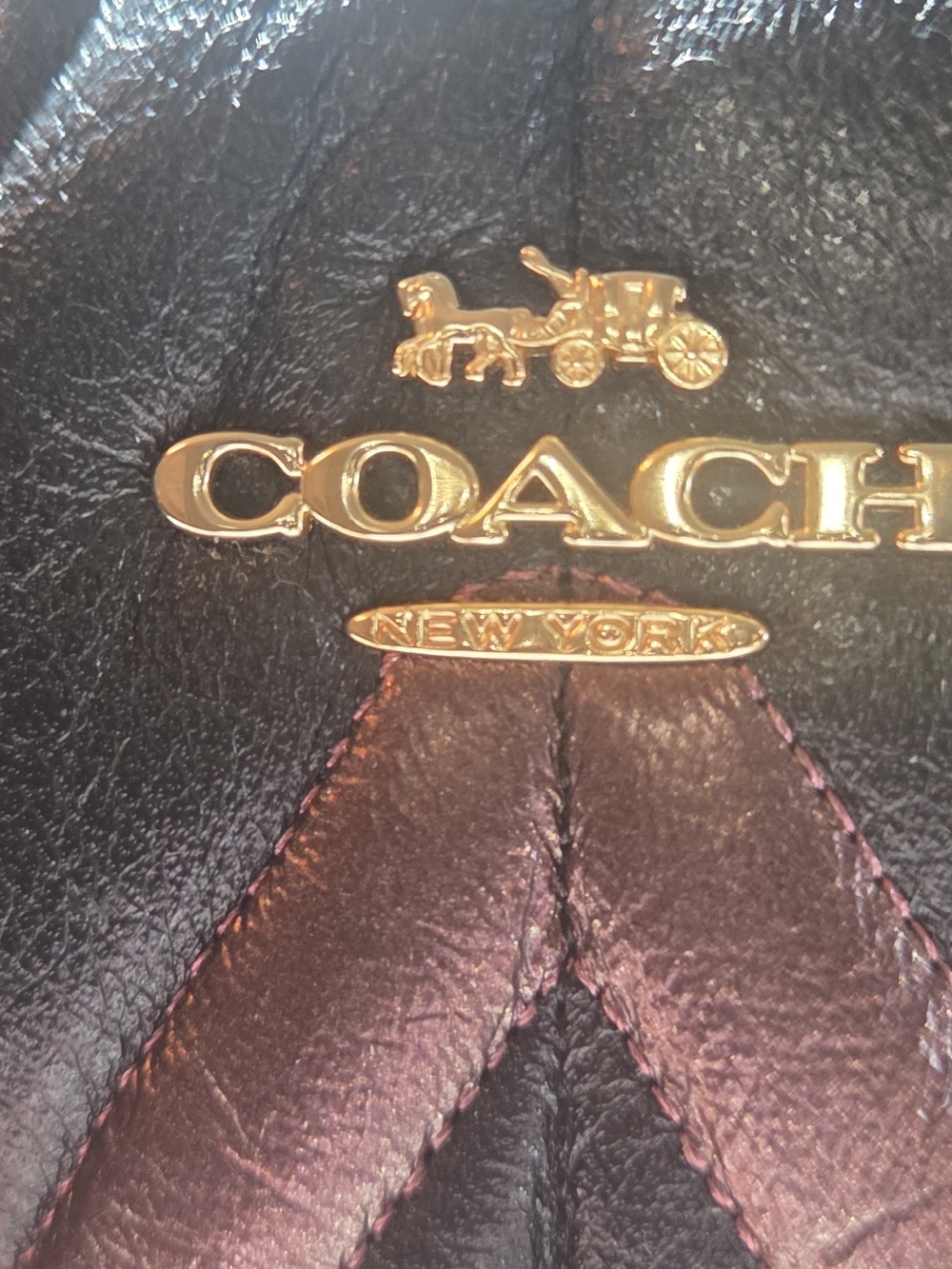 Coach Black Leather Chevron Satchel with Metallic Accents - Picture 6 of 6